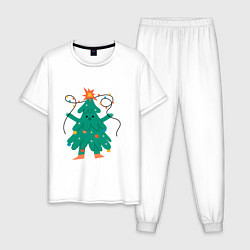 Мужская пижама Новогодняя елка с ногами