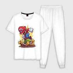 Пижама хлопковая мужская Марио, цвет: белый