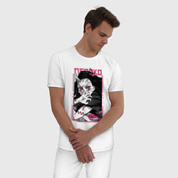 Пижама хлопковая мужская Клинок, рассекающий демонов, Незуко, цвет: белый — фото 2