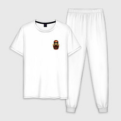 Пижама хлопковая мужская Slavyanka, цвет: белый