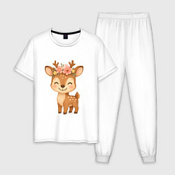 Мужская пижама Милый олененок с венком