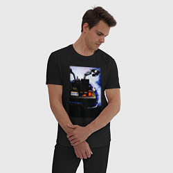 Пижама хлопковая мужская Out a time, цвет: черный — фото 2