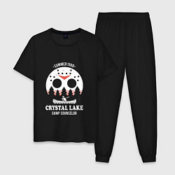 Пижама хлопковая мужская Crystal lake camp, цвет: черный