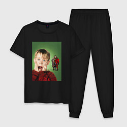 Пижама хлопковая мужская Home alone, цвет: черный