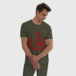 Пижама хлопковая мужская СССР герб, цвет: меланж-хаки — фото 2