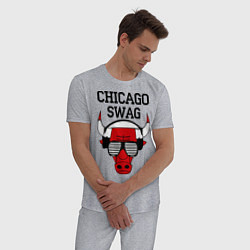 Пижама хлопковая мужская Chicago SWAG, цвет: меланж — фото 2