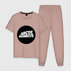 Пижама хлопковая мужская Arctic Monkeys Round цвета пыльно-розовый — фото 1