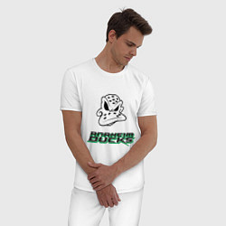 Пижама хлопковая мужская HC Anaheim Ducks Art, цвет: белый — фото 2