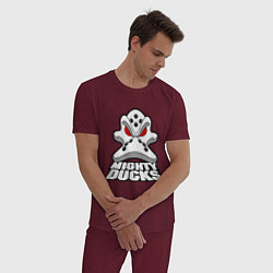 Пижама хлопковая мужская HC Anaheim Ducks, цвет: меланж-бордовый — фото 2