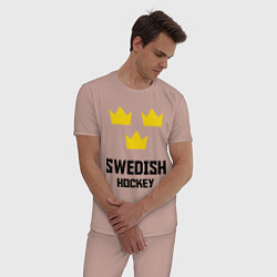Пижама хлопковая мужская Swedish Hockey, цвет: пыльно-розовый — фото 2