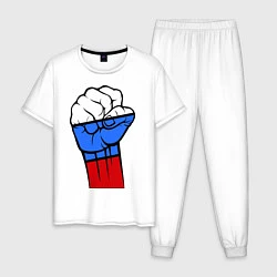 Пижама хлопковая мужская Русский дух, цвет: белый