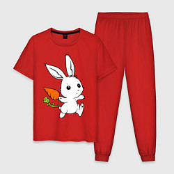 Пижама хлопковая мужская Зайка с морковкой, цвет: красный