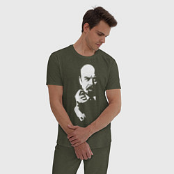 Пижама хлопковая мужская Ленин: фигу вам, цвет: меланж-хаки — фото 2