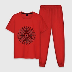 Пижама хлопковая мужская Рунический круг, цвет: красный