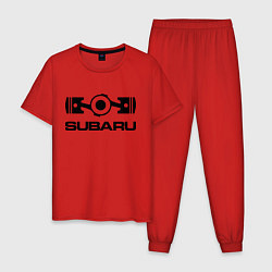 Пижама хлопковая мужская Subaru, цвет: красный