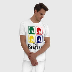 Пижама хлопковая мужская The Beatles: Colors, цвет: белый — фото 2