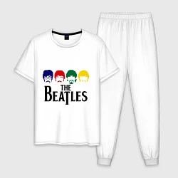 Пижама хлопковая мужская The Beatles Heads, цвет: белый