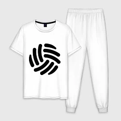 Пижама хлопковая мужская Волейбольный мячик, цвет: белый
