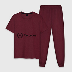 Пижама хлопковая мужская Mercedes Logo, цвет: меланж-бордовый