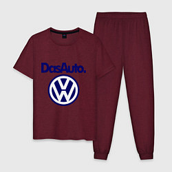 Пижама хлопковая мужская Volkswagen Das Auto, цвет: меланж-бордовый