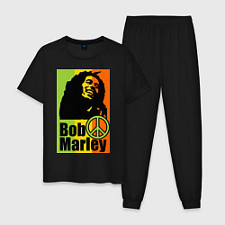 Пижама хлопковая мужская Bob Marley: Jamaica, цвет: черный