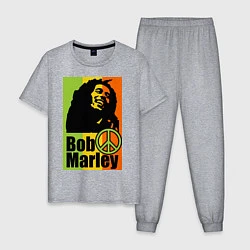 Пижама хлопковая мужская Bob Marley: Jamaica, цвет: меланж