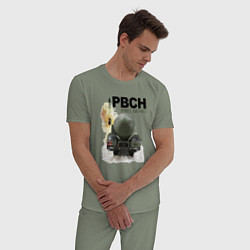 Пижама хлопковая мужская РВСН: Привет Америке, цвет: авокадо — фото 2