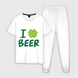 Пижама хлопковая мужская Love beer, цвет: белый