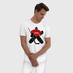Пижама хлопковая мужская Хоккей Россия, цвет: белый — фото 2