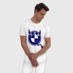 Пижама хлопковая мужская Bmw, цвет: белый — фото 2