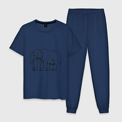Пижама хлопковая мужская Сколько ног у слона, цвет: тёмно-синий