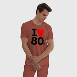 Пижама хлопковая мужская I Love 80s, цвет: кирпичный — фото 2