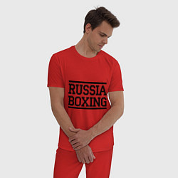 Пижама хлопковая мужская Russia boxing, цвет: красный — фото 2