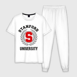Пижама хлопковая мужская Stanford University, цвет: белый
