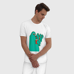 Пижама хлопковая мужская Пьющие пухляши, цвет: белый — фото 2