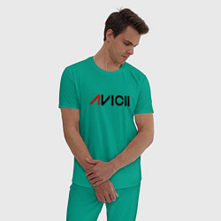 Пижама хлопковая мужская Avicii, цвет: зеленый — фото 2