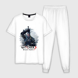 Пижама хлопковая мужская The Witcher 3, цвет: белый