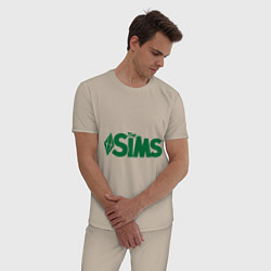 Пижама хлопковая мужская Sims, цвет: миндальный — фото 2