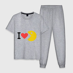 Пижама хлопковая мужская I love Packman, цвет: меланж