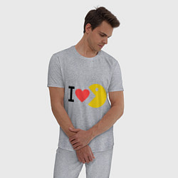 Пижама хлопковая мужская I love Packman, цвет: меланж — фото 2