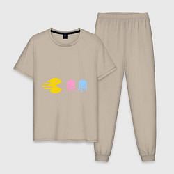 Пижама хлопковая мужская Pac-Man: Fast Eat, цвет: миндальный