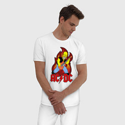 Пижама хлопковая мужская AC/DC Homer, цвет: белый — фото 2