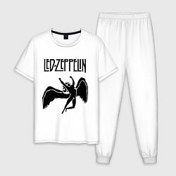 Пижама хлопковая мужская Led Zeppelin Swan, цвет: белый