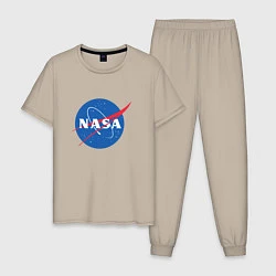 Пижама хлопковая мужская NASA: Logo, цвет: миндальный