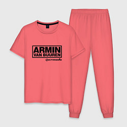 Пижама хлопковая мужская Armin van Buuren, цвет: коралловый