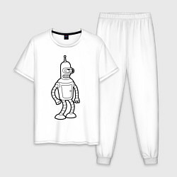 Пижама хлопковая мужская White Bender, цвет: белый