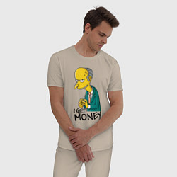 Пижама хлопковая мужская Mr. Burns: I get money, цвет: миндальный — фото 2