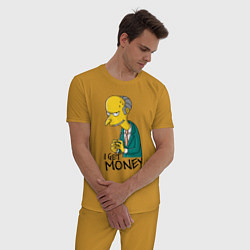 Пижама хлопковая мужская Mr. Burns: I get money, цвет: горчичный — фото 2