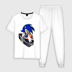 Пижама хлопковая мужская Sonic, цвет: белый