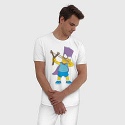 Пижама хлопковая мужская Бартмен, цвет: белый — фото 2